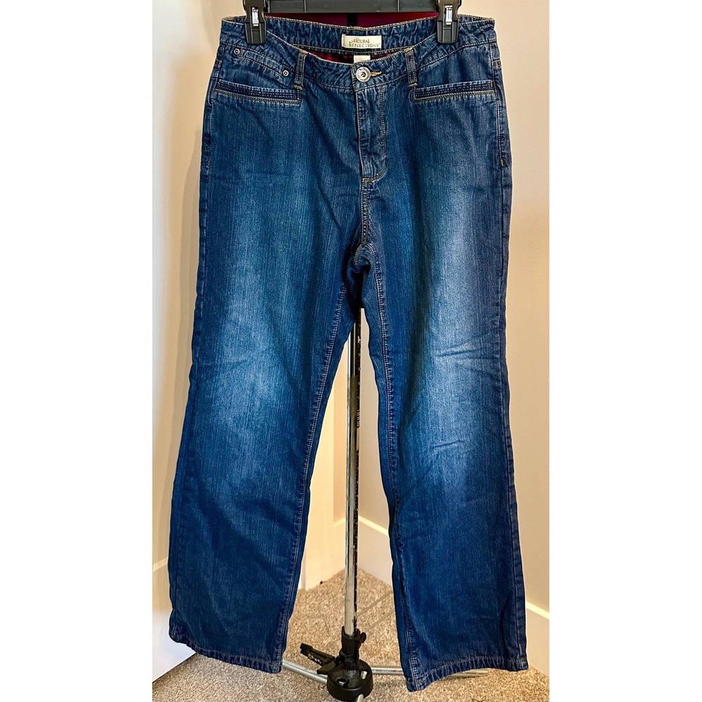 Natural Reflections Womens Flannel Lined Plaid Jeans Size12/Cabin/Fall/Cozy/